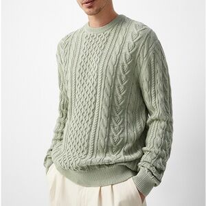 Emerald kelly green twisted cable heritage 100% cotton sweater NWT